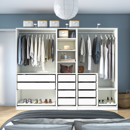 PAX Wardrobe combination, white, 250x58x201 cm