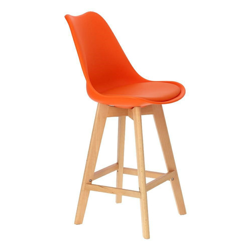 Bar Stool Norden Wood, low, PP, orange