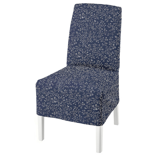 BERGMUND Chair w medium long cover, white, Ryrane dark blue