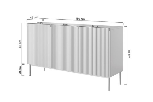 Three-Door Cabinet Nicole 150cm, cashmere/gold legs