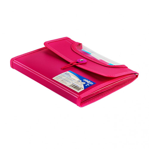 Document Folder with 6 Pockets A5 25mm, pink