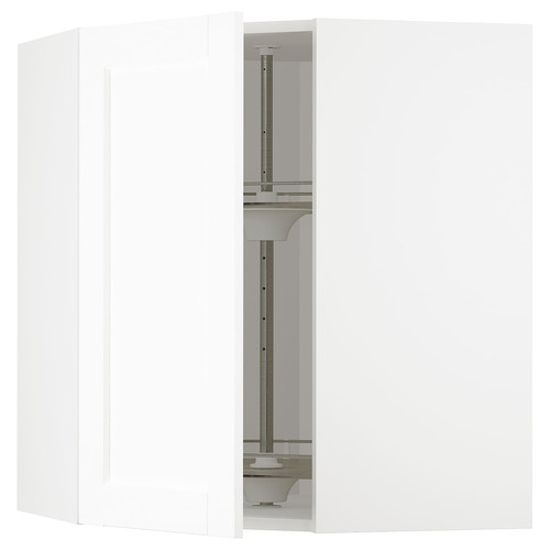 METOD Corner wall cabinet with carousel, white Enköping/white wood effect, 68x80 cm