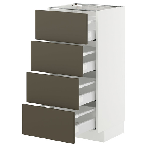 METOD / MAXIMERA Base cab 4 frnts/4 drawers, white/Havstorp brown-beige, 40x37 cm