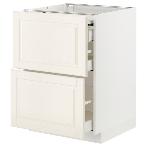 METOD / MAXIMERA Bc w pull-out work surface/3drw, white/Bodbyn off-white, 60x60 cm