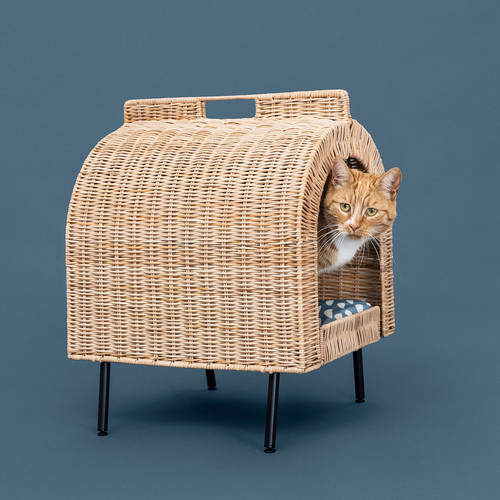 UTSÅDD Cat house on legs, rattan