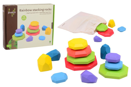 Joueco Wooden Rainbow Stacking Rocks 3+