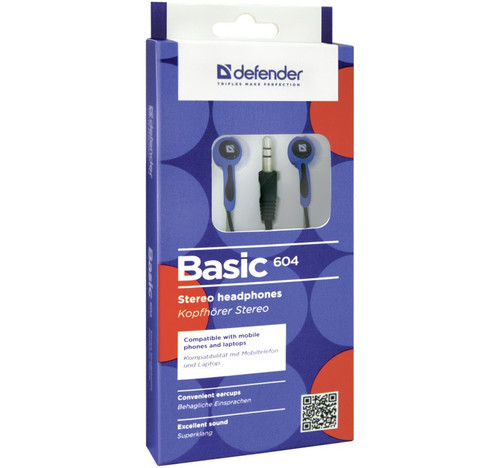 Defender Basic 604 In-ear Headphones, black-blue