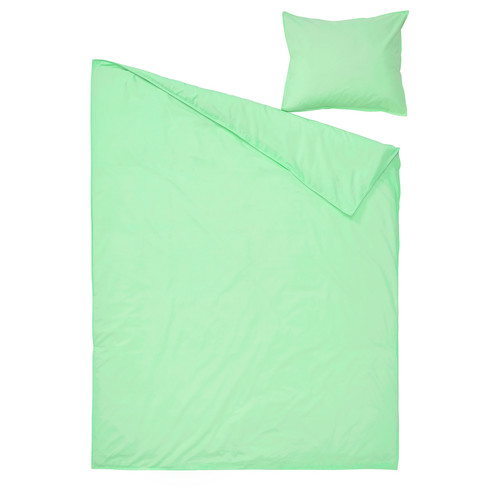 ÄNGSLILJA Duvet cover and pillowcase, light green, 150x200/50x60 cm