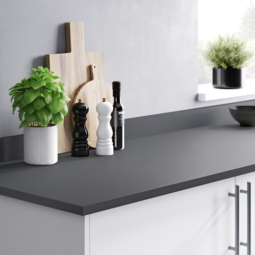 GoodHome Laminated Kitchen Worktop Berberis 62 x 3.8 x 300 cm, anthracite