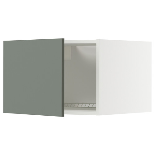 METOD Top cabinet for fridge/freezer, white/Nickebo matt grey-green, 60x40 cm