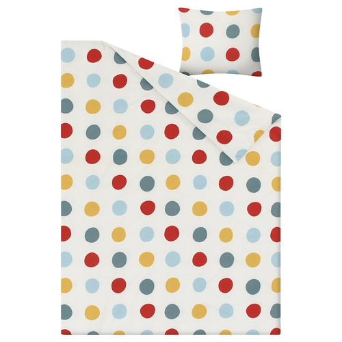 BRUKSVARA Duvet cover and pillowcase, multicolour/dot pattern, 150x200/50x60 cm