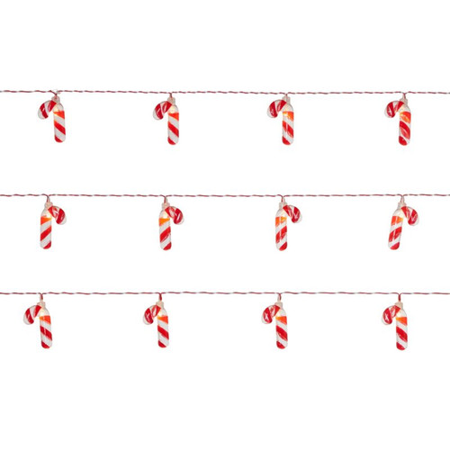 Christmas Lights String 16 LED Candy Canes, battery-operated