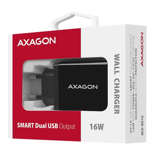 AXAGON Smart Wall Charger EU Plug 2x 5V-2.2A + 1A ACU-DS16