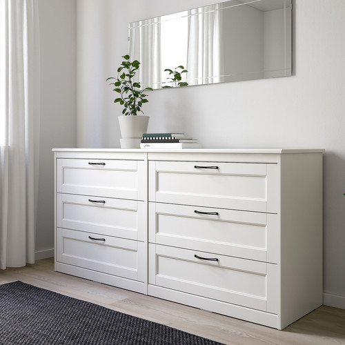 SONGESAND Chest of 6 drawers, white, 161x81 cm