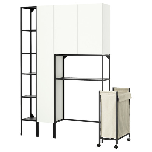 ENHET Storage combination, anthracite/white, 140x32x204 cm