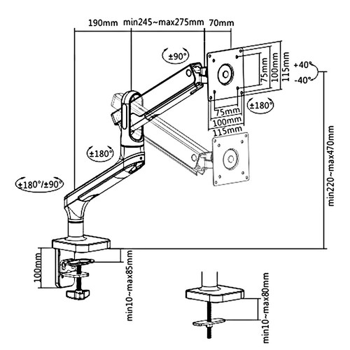 MacLean Monitor Mount with Gas Spring ER-43