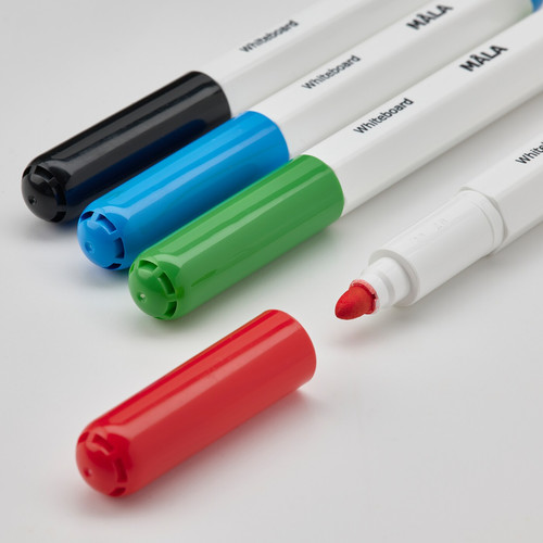 MÅLA Whiteboard pen with holder/eraser, mixed colours