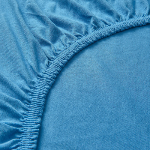 VÅRVIAL Fitted sheet, blue, 140x200 cm