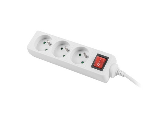 Lanberg Power Strip 3xFR, with circut breaker, full CU, 3m, white