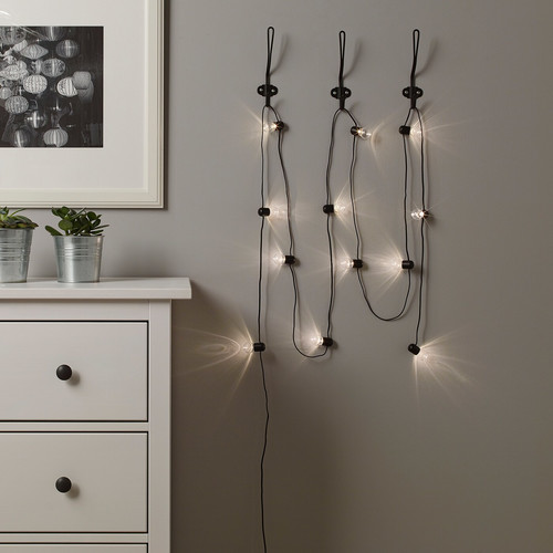 BLÖTSNÖ LED string light with 12 lights, indoor, battery operated black