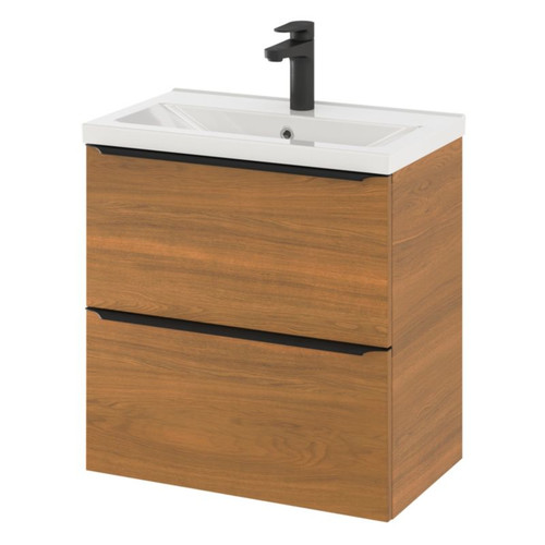 Goodhome Wall-mounted Basin Cabinet Imandra Slim 60cm, walnut