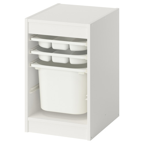 TROFAST Storage combination with box/trays, white/white, 34x44x56 cm