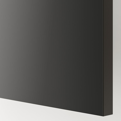 METOD Corner base cabinet with shelf, black/Nickebo matt anthracite, 128x68 cm