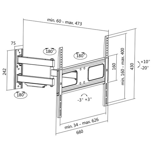 LogiLink TV Wall Mount, 37-70" tilt, swivel, max. 50kg