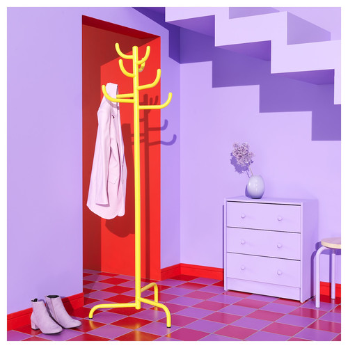 BONDSKÄRET Hat and coat stand, yellow, 175 cm