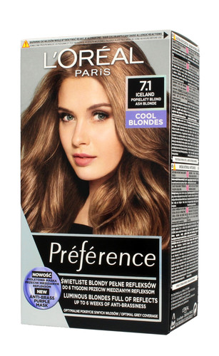 L'Oréal Hair Dye Recital Préférence L 7.1 Ash Blonde
