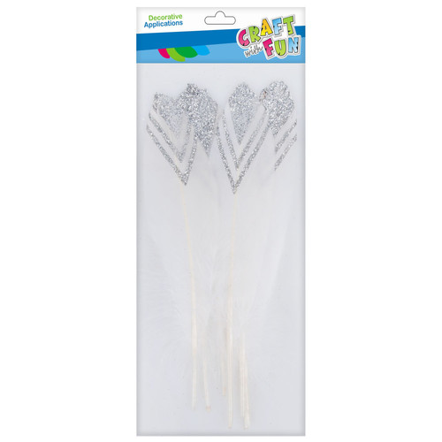 Craft Christmas Decorative Feathers, white/silver, 17-22cm