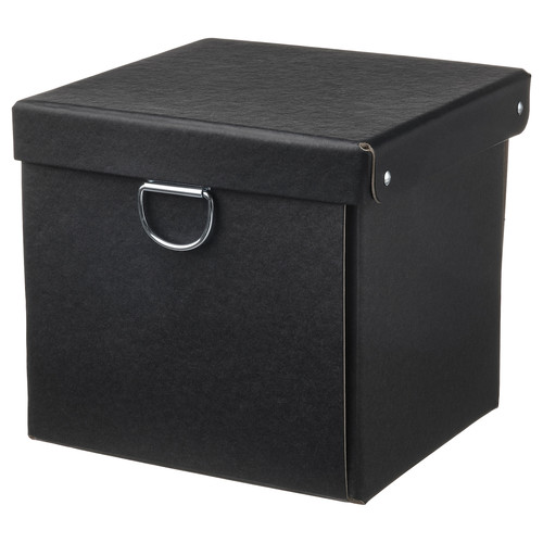 NIMM Storage box with lid, black, 16.5x16.5x15 cm