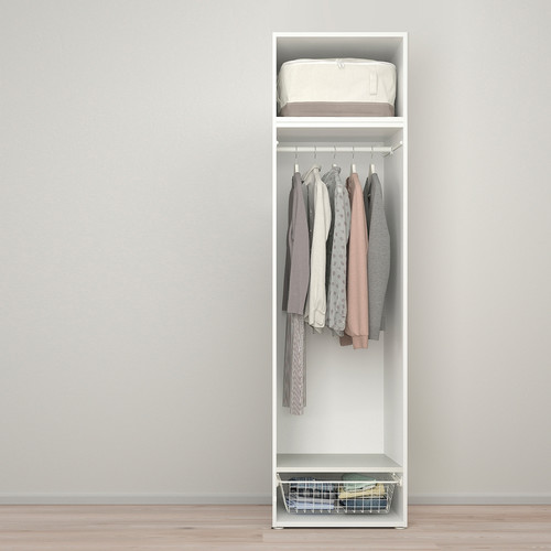 PLATSA Wardrobe with 2 doors, white/Kalbåden lively pine effect, 60x57x221 cm