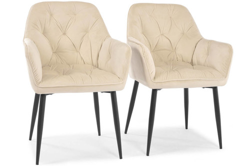 Glamour Chair with Armrests EMMA, velvet, beige