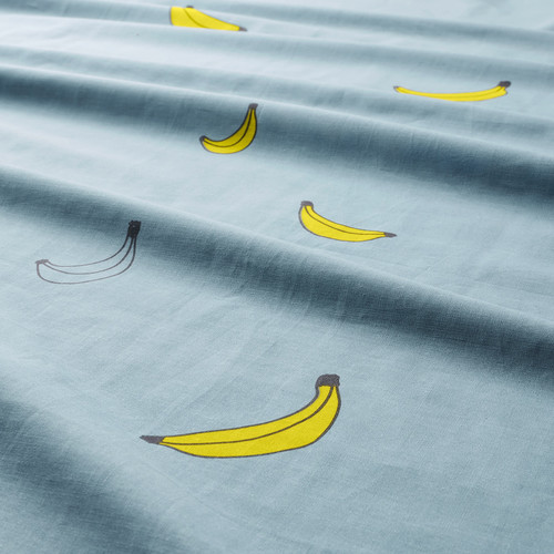 VÄNKRETS Duvet cover and pillowcase, banana pattern blue, 150x200/50x60 cm