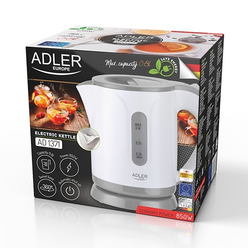 Adler Kettle 0.8l AD 1371g, white/grey