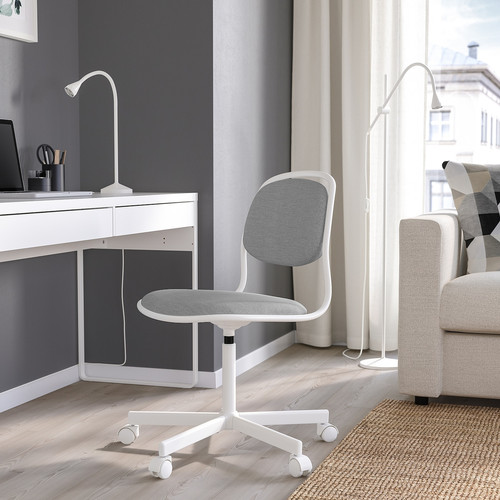 ÖRFJÄLL Swivel chair, white, Vissle light grey