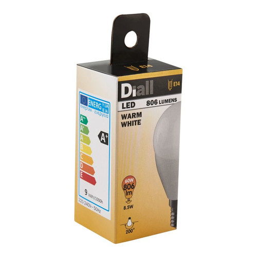 Diall LED Bulb P45 E14 8.5W 806lm, frosted, warm white