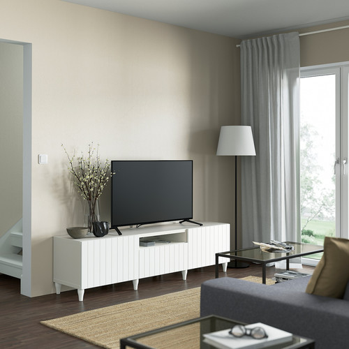 BESTÅ TV bench, white/Sutterviken/Kabbarp white, 180x42x48 cm