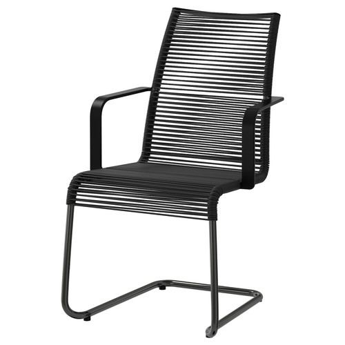 VÄSMAN Chair with armrests, outdoor, black