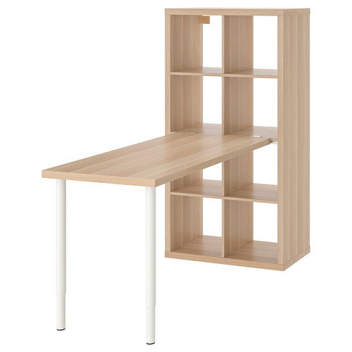 KALLAX / LAGKAPTEN Desk combination, white/white stained oak effect, 77x159x147 cm