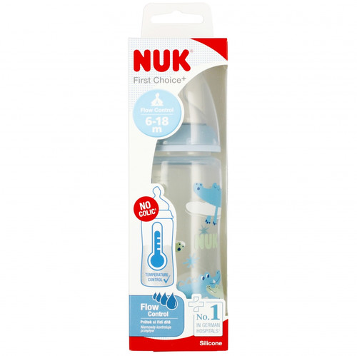 NUK First Choice Plus Baby Bottle with Temperature Control 300ml 6-18m, blue