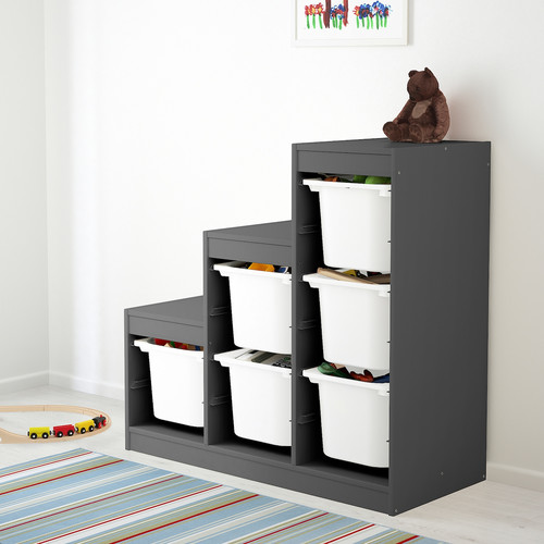 TROFAST Storage combination, grey/white, 99x44x94 cm