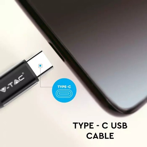 V-TAC Cable USB Type-C M 1m 2.4A, black