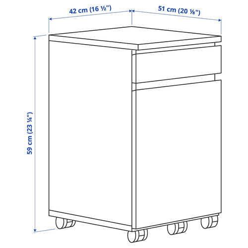 MALM Drawer unit on castors, white, 42x59 cm