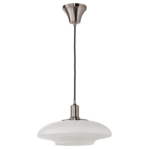 TÄLLBYN Pendant lamp, nickel-plated, opal white glass, 40 cm