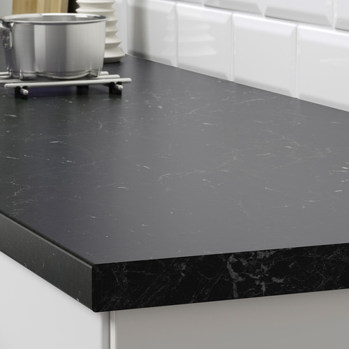 SÄLJAN Worktop, black marble effect, laminate, 186x3.8 cm