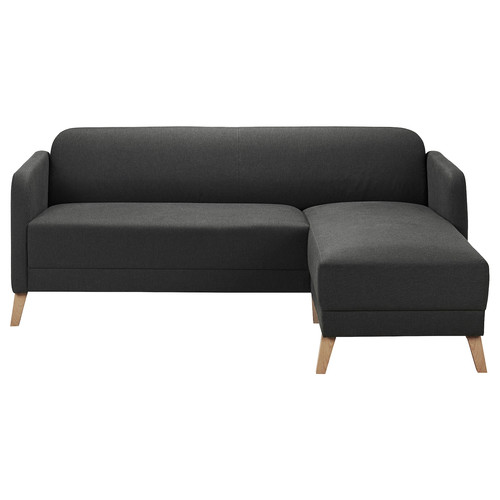 LINANÄS 3-seat sofa, with chaise longue/Vissle dark grey