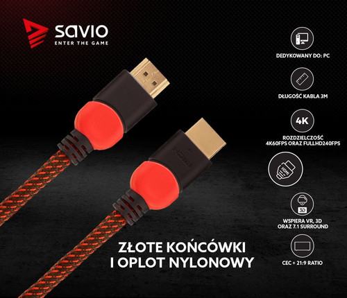 Savio HDMI Cable GCL-04 3m