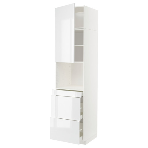 METOD / MAXIMERA Hi cab f micro combi w door/3 drwrs, white/Ringhult white, 60x60x240 cm